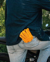 Guanto Moto Vintage Worker Giallo in Pelle - Cafe Twin - cafetwin
