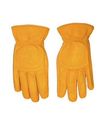 der gelbe handschuh Handschuh Moto Vintage Worker Gelb aus Leder