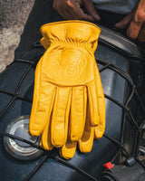 Guanto Moto Vintage Worker Giallo in Pelle - Cafe Twin - cafetwin