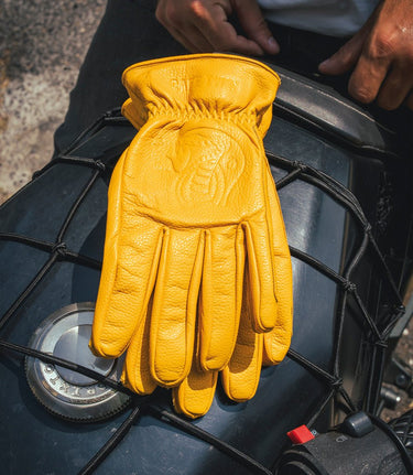 Vintage Worker Yellow Leather Motorcycle Glove - Cafe Twin - cafetwin