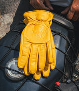 Guante Moto Vintage Worker Amarillo de Cuero - Cafe Twin - cafetwin