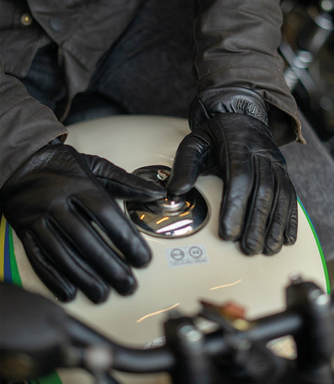 Guanto Moto Vintage Worker Nero in Pelle - cafetwin