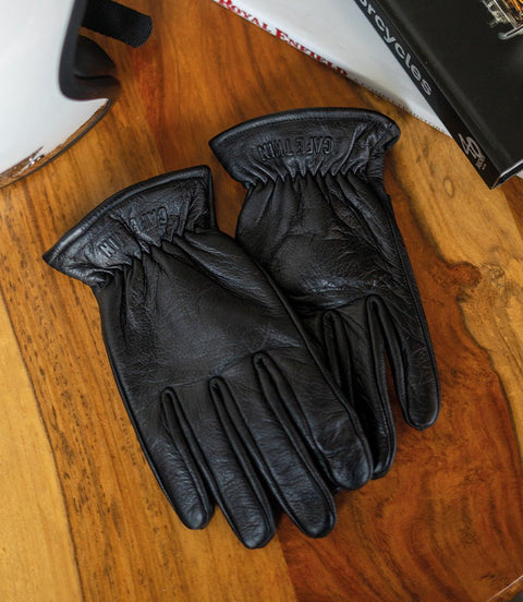 Guanto Moto Vintage Worker Nero in Pelle - cafetwin