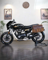 Expedition Brown Pannier Kit and Frames for Speed Twin 1200 / Thruxton 1200 - cafetwin