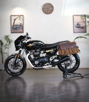 Expedition Brown Pannier Kit and Frames for Speed Twin 1200 / Thruxton 1200 - cafetwin