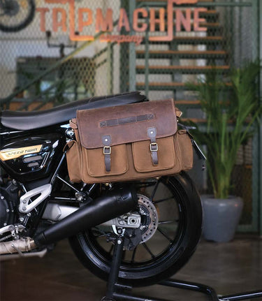 Expedition Brown Pannier Kit and Frames for Speed Twin 1200 / Thruxton 1200 - cafetwin