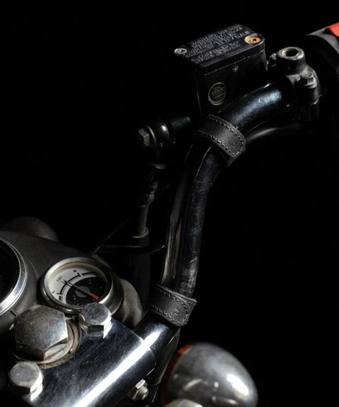 Kit Croce Faro, Fascette Fermacavi e Manopole in Pelle Nera trip Machine - cafetwin