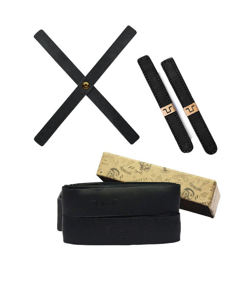 Kit Croce Faro, Fascette Fermacavi e Manopole in Pelle Nera trip Machine - cafetwin