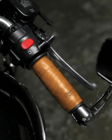 Headlight Cross Kit, Cable Ties and Vintage Tan Leather Grips trip Machine - cafetwin