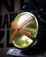 Headlight Cross Kit, Cable Ties and Vintage Tan Leather Grips trip Machine - cafetwin