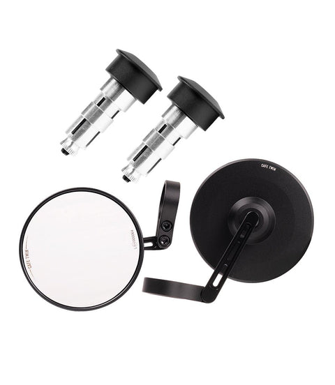 Kit Specchietti Bar End "Slim" con Adattatori ad Espansione Universali per Manubri Cavi - cafetwin