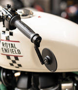 Slim Bar End Motorcycle Mirror Kit with Adapters for Royal Enfield - cafetwin