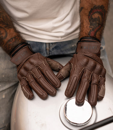 Brown Motorcycle Gloves with Turtle Protectors