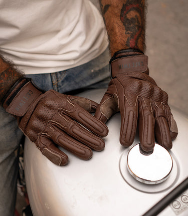 Brown Motorcycle Gloves with Turtle Protectors