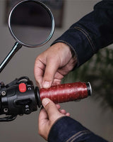 Poignées Moto Cherry Red Perforées Trip Machine - cafetwin