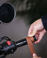 Trip Machine Perforated Cognac Motorcycle Grips - cafetwin