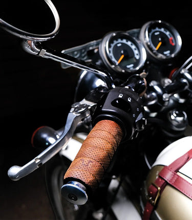 Grips Perforated Brown Motorcycle Trip Machine - cafetwin