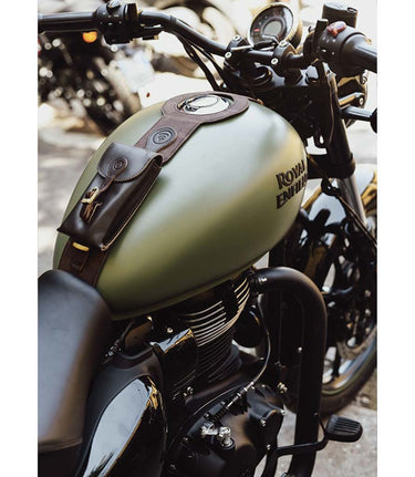 Paraserbatoio con Borsa per Meteor 350 - Cafe Twin x Trip Machine Marrone - cafetwin