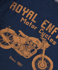 T-Shirt Royal Enfield Classic Lino Stamp Blue - cafetwin