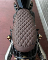 Diamond-stitched Cafe Racer Seat for Triumph from 2016 - Brown - cafetwin