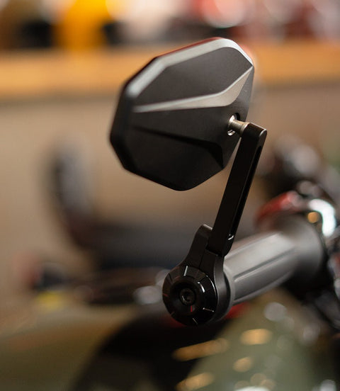 Specchietto Bar End "SHIELD" Omologato ECE - 100mm - Cafe Twin - cafetwin