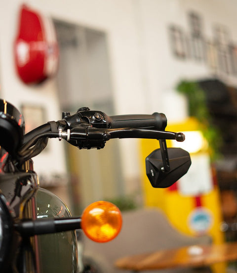 Specchietto Bar End "SHIELD" Omologato ECE - 100mm - Cafe Twin - cafetwin