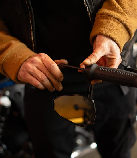 Specchietto Bar End "SHIELD" Omologato ECE - 100mm - Cafe Twin - cafetwin