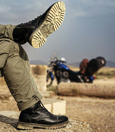 'Brute' Black Motorcycle Boots Trip Machine - cafetwin