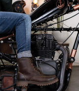 Vintage Mocha Moc Motorcycle Boots - Toe Trip Machine - cafetwin