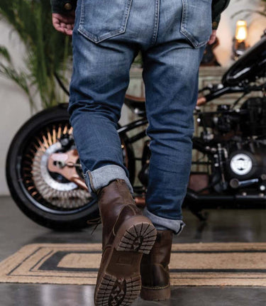 Vintage Mocha Moc Motorcycle Boots - Toe Trip Machine - cafetwin