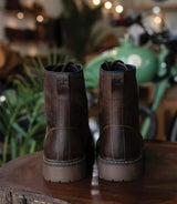 Vintage Mocha Moc Motorcycle Boots - Toe Trip Machine - cafetwin