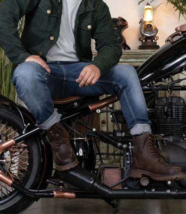 Vintage Mocha Moc Motorcycle Boots - Toe Trip Machine - cafetwin