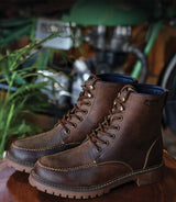 Vintage Mocha Moc Motorcycle Boots - Toe Trip Machine - cafetwin