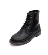Black Vintage Moc-Toe Motorcycle Boots Trip Machine - cafetwin