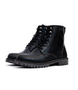 Black Vintage Moc-Toe Motorcycle Boots Trip Machine - cafetwin
