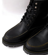 Black Vintage Moc-Toe Motorcycle Boots Trip Machine - cafetwin