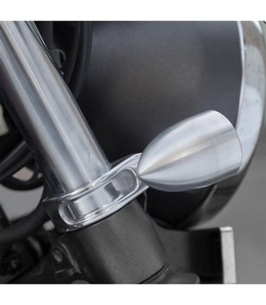 Support Clignotants avant pour fourches de 41 mm avec finition Silver - cafetwin