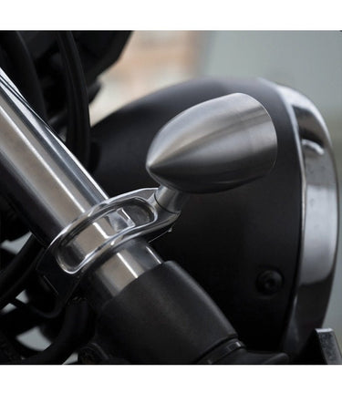 Support Clignotants avant pour fourches de 41 mm avec finition Silver - cafetwin