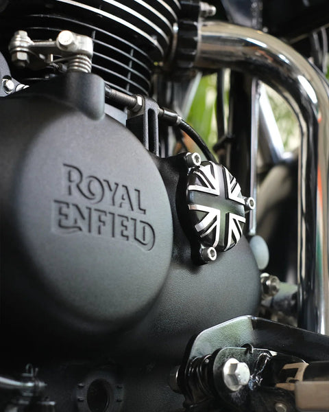Tappo Carter Filtro Olio "Union Jack" per Royal Enfield 350cc - Cafe Twin - cafetwin