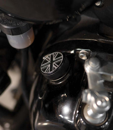 Tappo Olio Motore Nero Union Jack per Royal Enfield - cafetwin