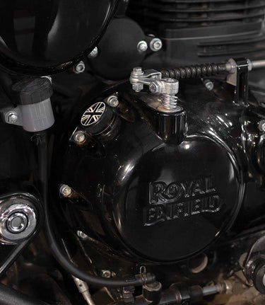 Tappo Olio Motore Nero Union Jack per Royal Enfield - cafetwin
