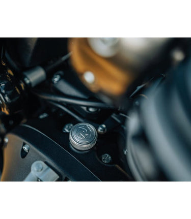 Oil Cap Engine Silver for Royal Enfield - cafetwin