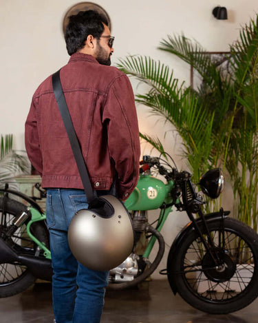 Black Helmet Carry Strap Trip Machine - cafetwin