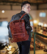 Zaino Moto Eastwood in pelle Cherry Red Trip Machine - cafetwin