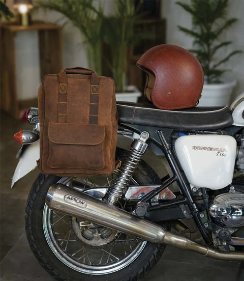 Zaino Moto Eastwood in pelle Marrone Trip Machine - cafetwin