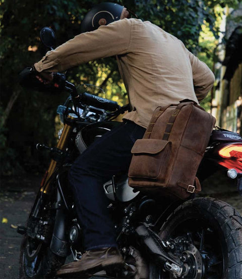 Zaino Moto Eastwood in pelle Marrone Trip Machine - cafetwin