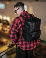 Zaino Moto Eastwood in pelle Nera Trip Machine - cafetwin