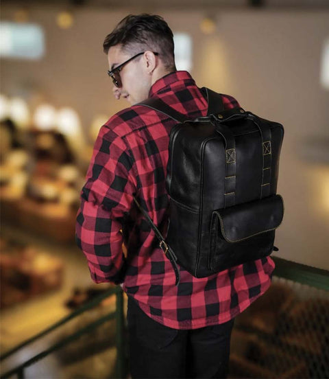 Zaino Moto Eastwood in pelle Nera Trip Machine - cafetwin