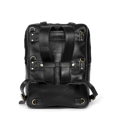 Schwarzer Leder-Rucksack Moto Eastwood Trip Machine - cafetwin