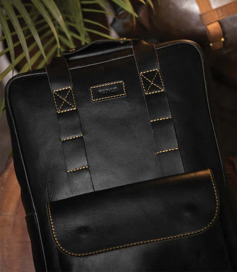 Zaino Moto Eastwood in pelle Nera Trip Machine - cafetwin